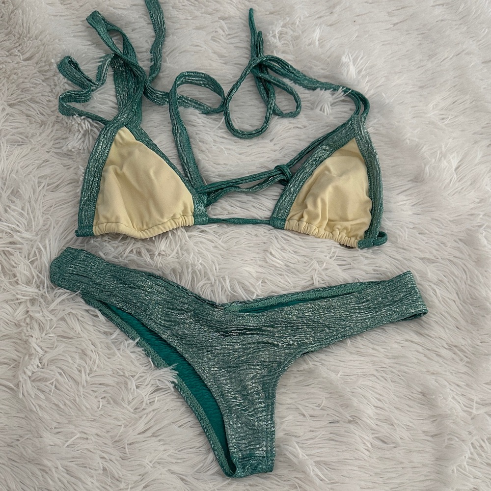 Montce Teal and Cream Bikini Set